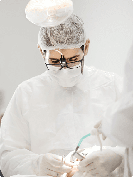 Dental specialist treating a patient